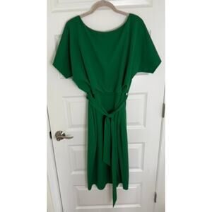 Kensie Green Belted Flutter Sleeve Midi Dress Size 16